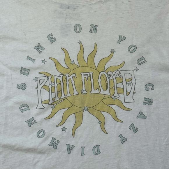 RECYCLED KARMA Pink Floyd Shine on You Puff Sleeve Crop Top Women's Large - Picture 4 of 10